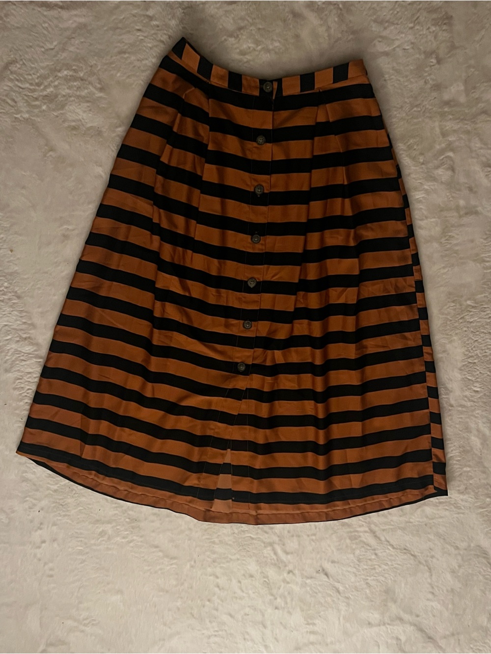 Who What Wear Black and Brown Striped Button-Front Skirt